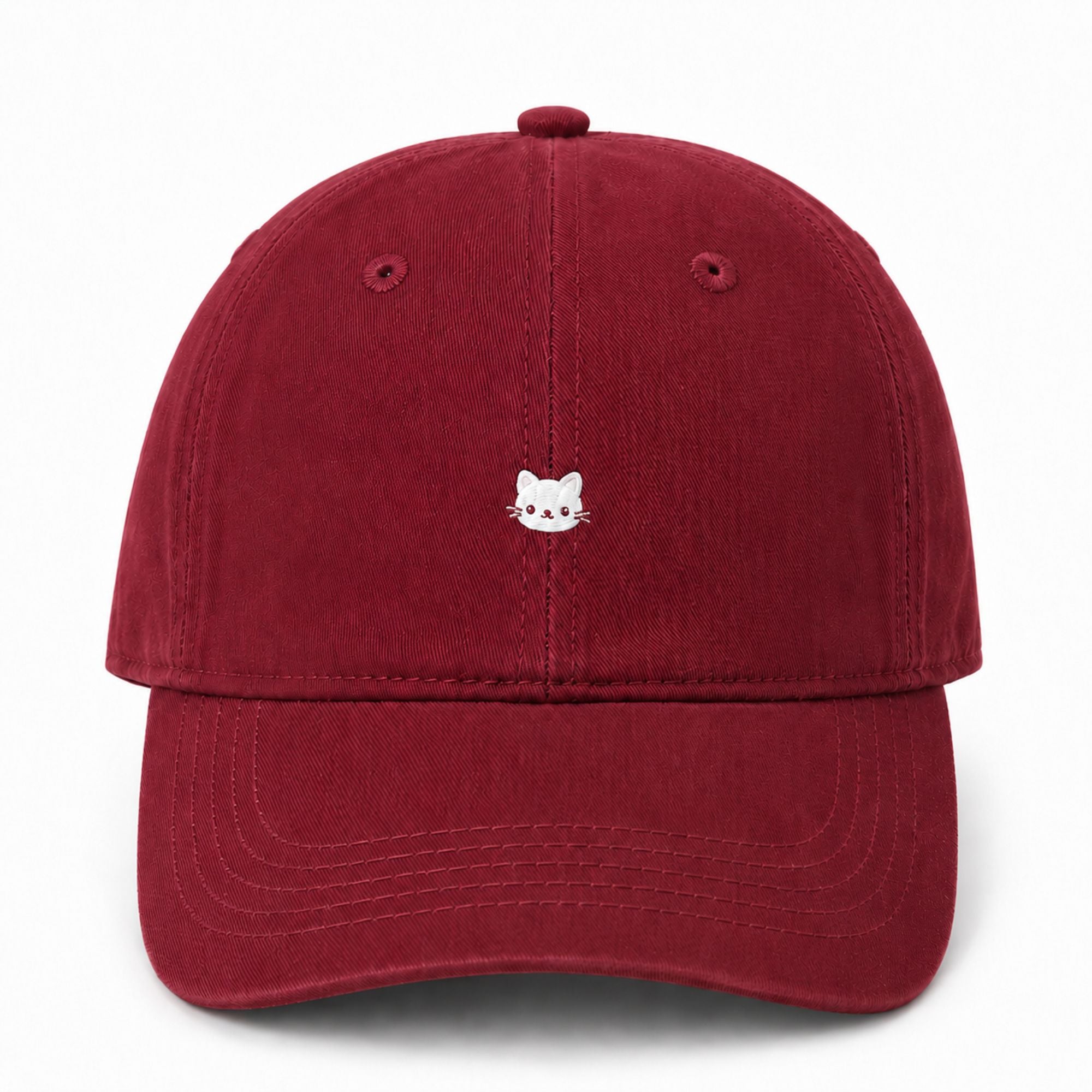 Gorra de béisbol de algodón lavado con detalle de gato y ajustable