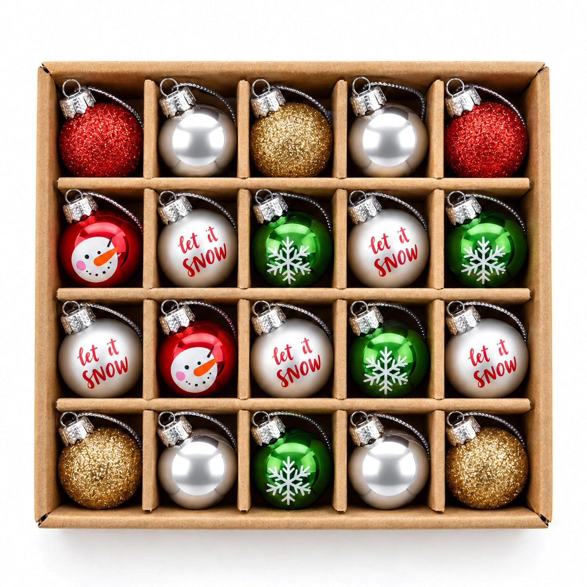 17 Piece Mini Christmas Ball Ornaments and Tree Topper Set Gift