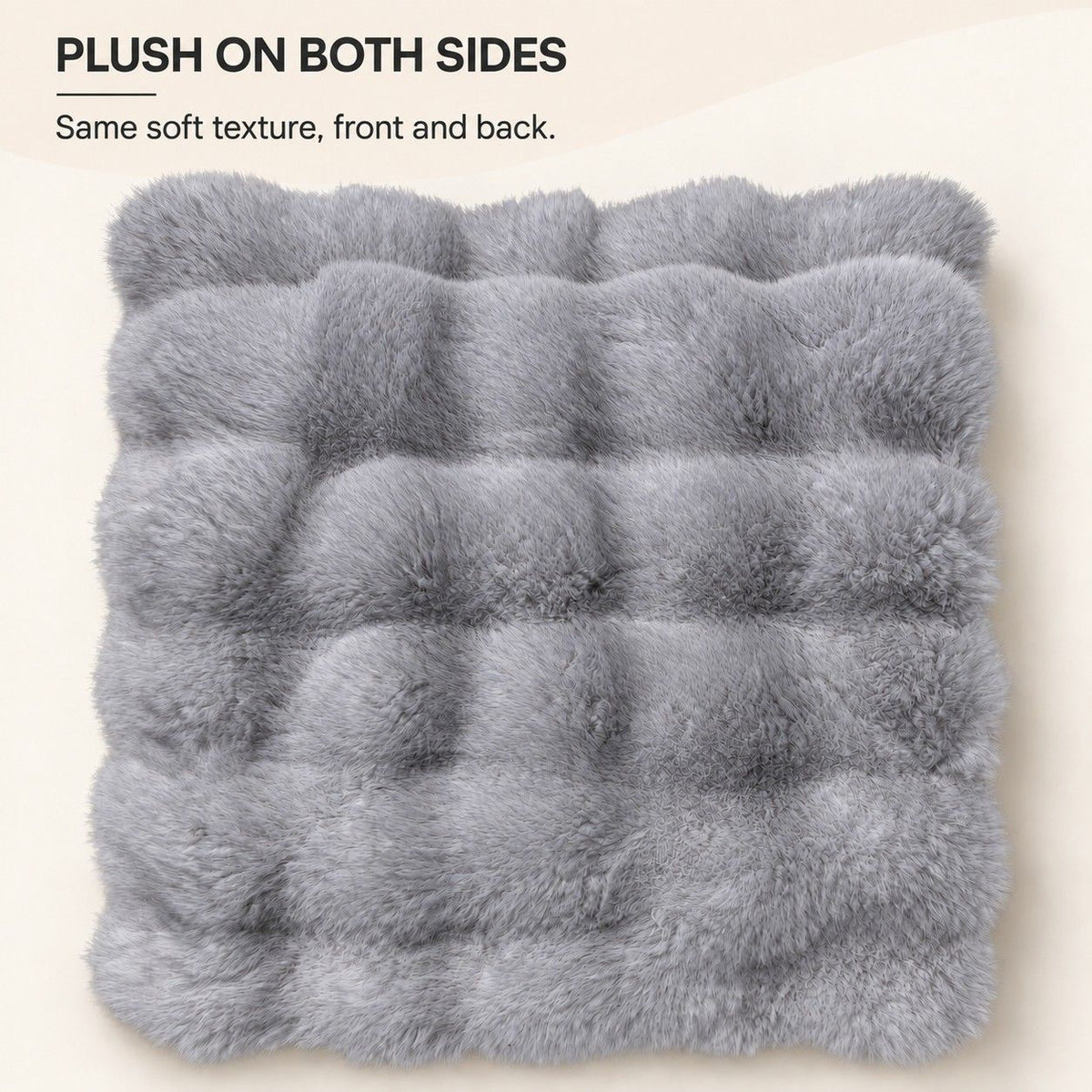 Double Sided Plush Faux Fur Throw Pillow Cover 18 x 18 Inch Bubble Texture