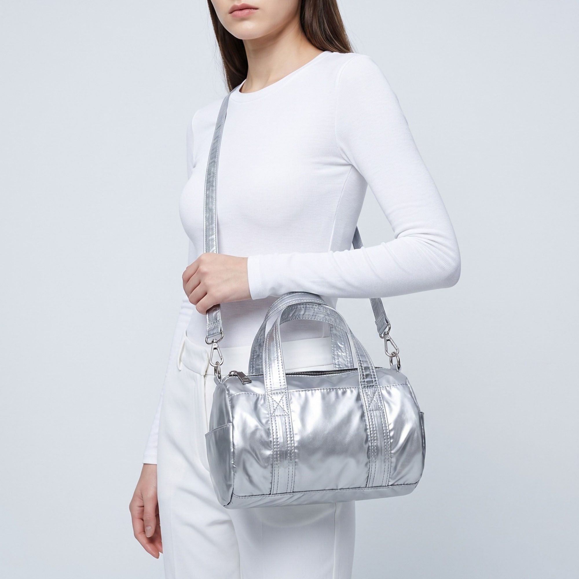 Mini Barrel Satchel Bag with Detachable Crossbody Strap