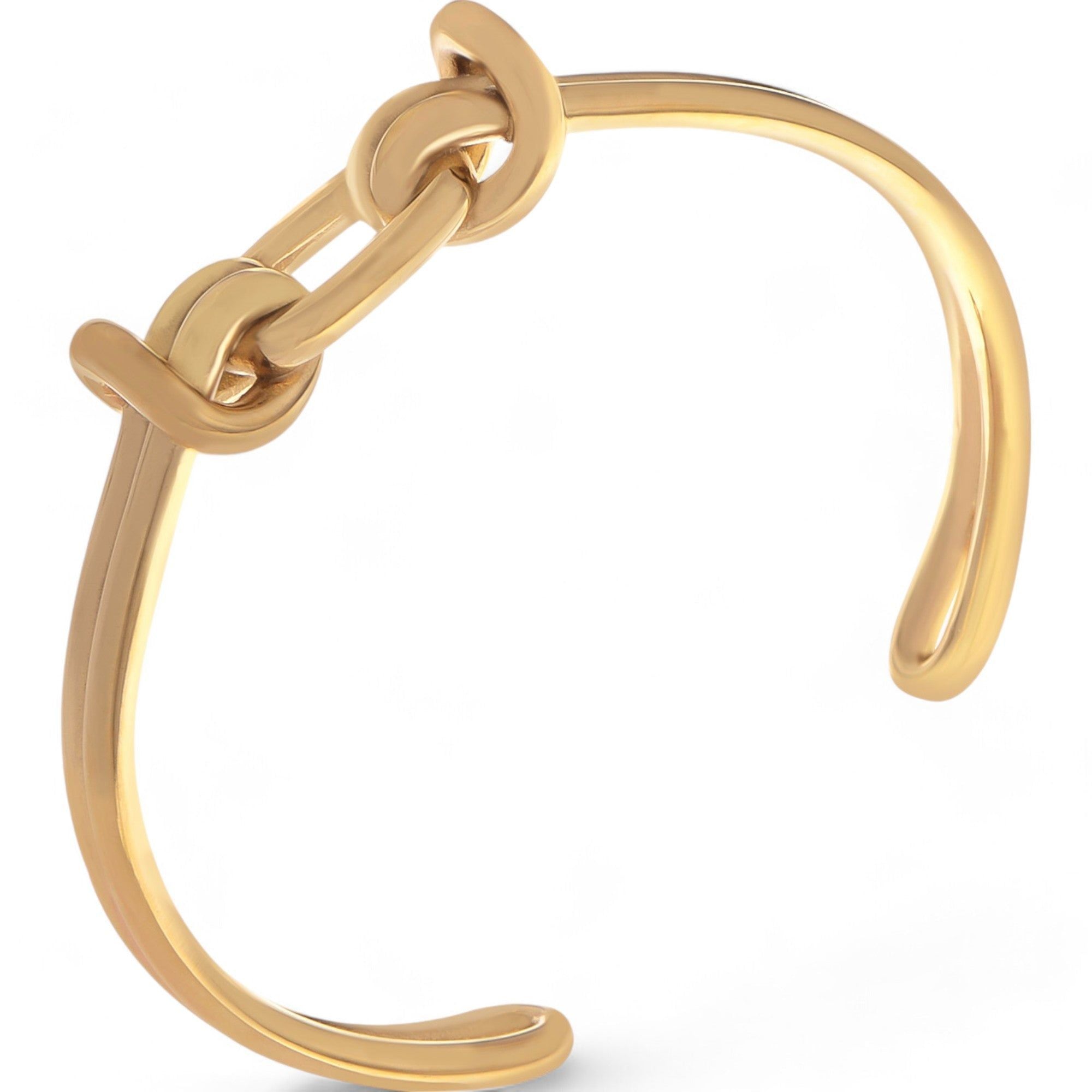 Women's Gold Tone Chain Link Open Cuff Fashion Bracelet Minimalist Modern Style