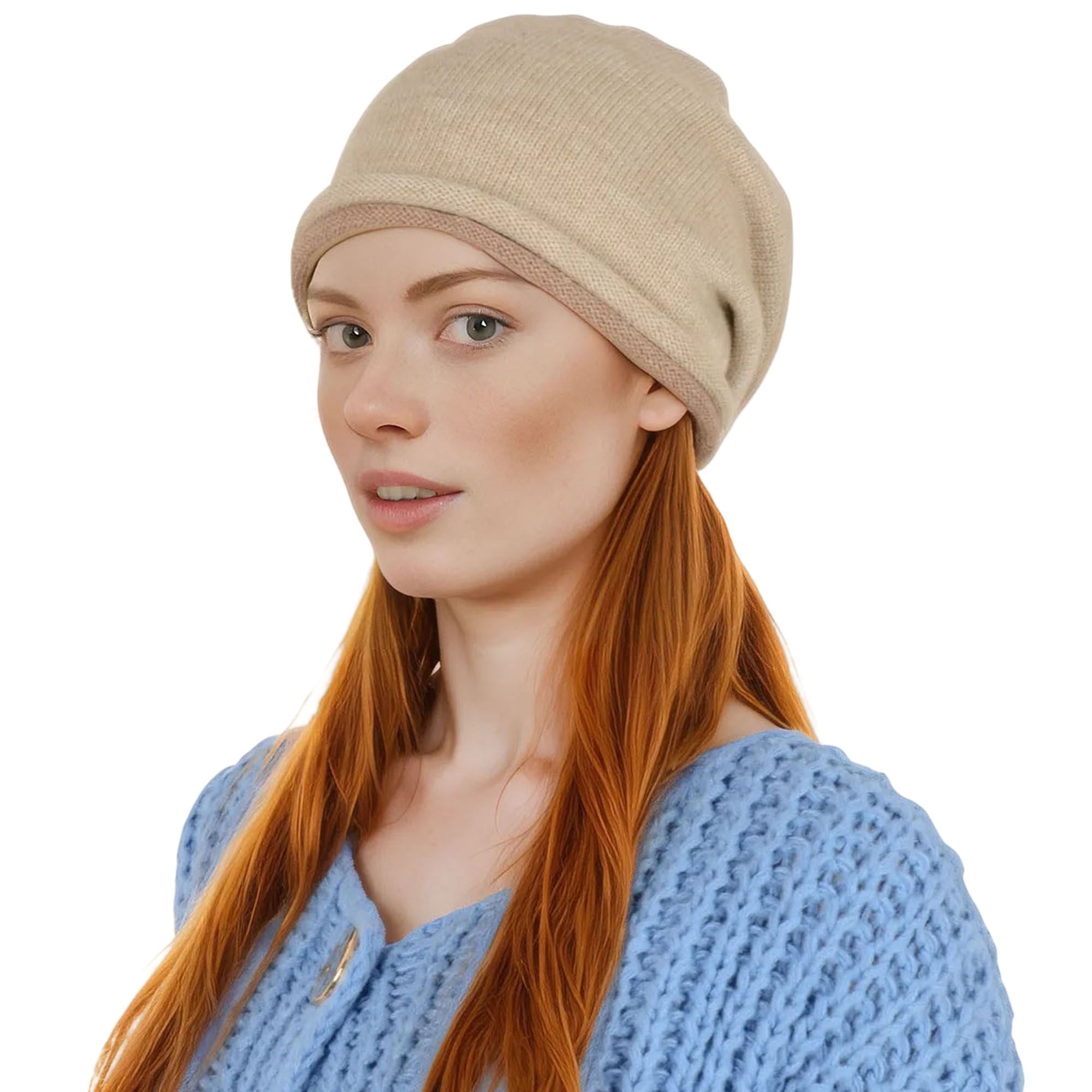 Alilang Comfy Warm Winter Knit Slouchy Beanie Hat Double Color Roll Up Edge Ski Cap for Women Men