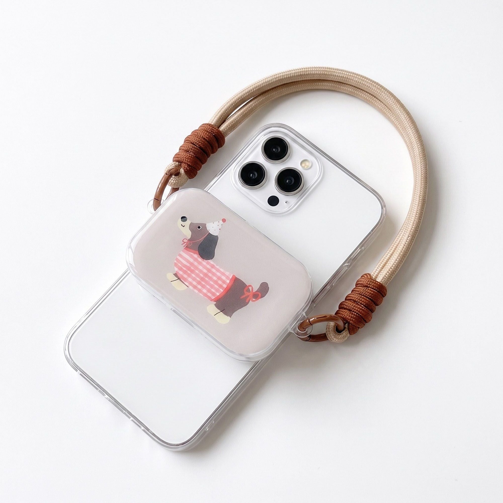 Dachshund Graphic Clear Phone Case Design with Cord Strap Compatible with all iPhone 14 and later models