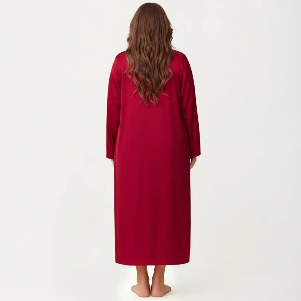 Anna-Kaci Lounge Women's Plus Size 2-Piece Satin Nightgown Set with Long Sleeve Open Front Robe Sleeveless Slip Dress Sleepwear