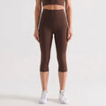 High Waist Capri Leggings with Wide Waistband Smooth Stretch Pull On Workout Yoga Pants
