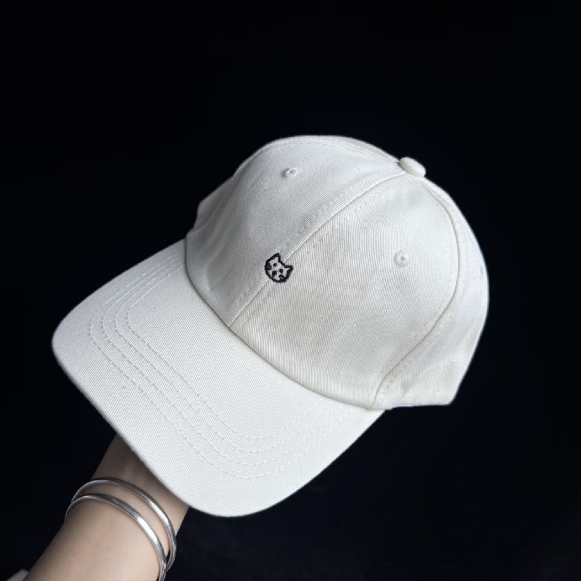 Anna-Kaci Women's Embroidered Cat Face Baseball Cap with Curved Brim and Adjustable Strap