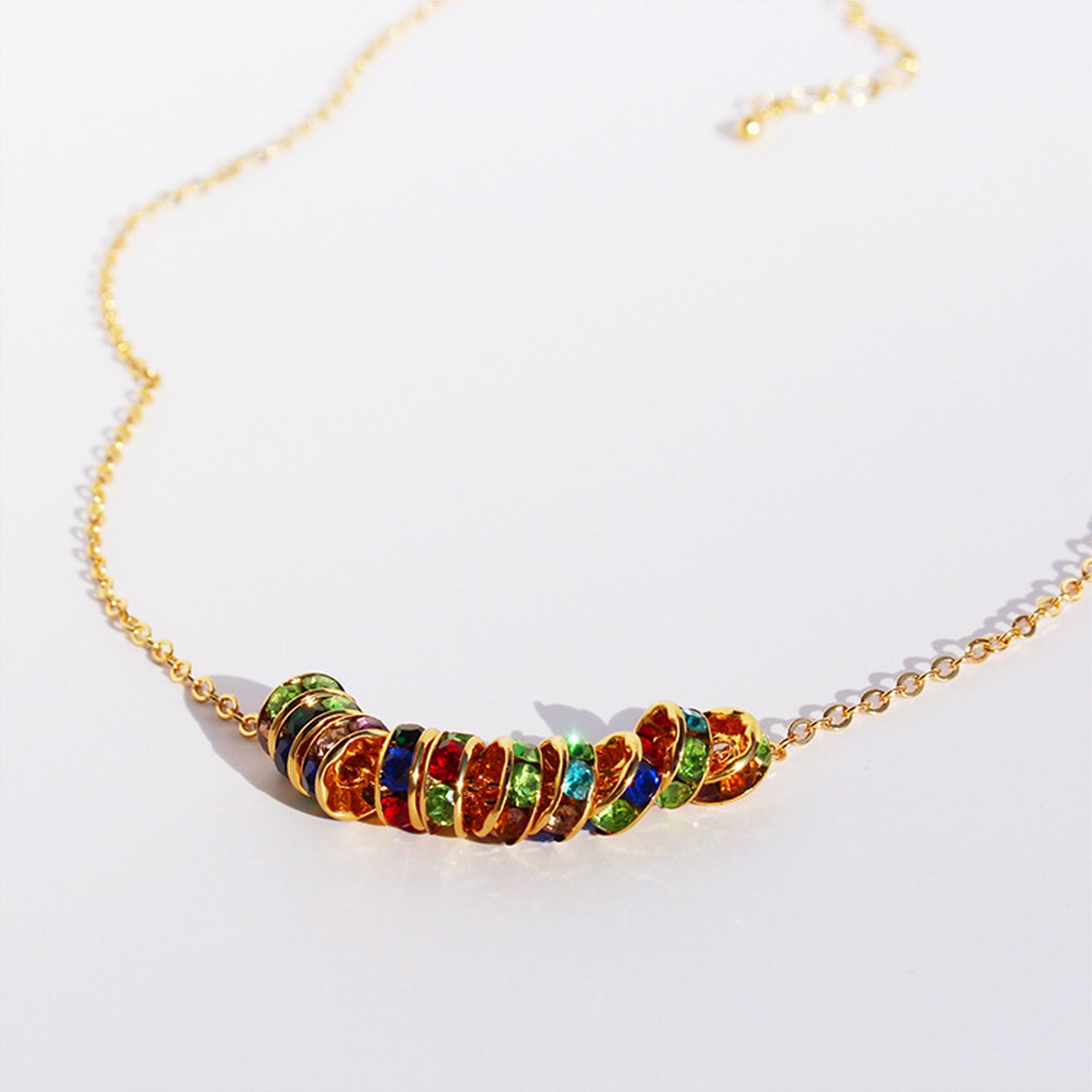 Women's Rainbow Zirconia Circle Necklace