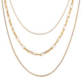 Women's Stainless Steel Multi-Layer Fashion Necklace with 18K Gold Plating, Adjustable Length, Modern and Versatile Chain Design