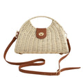 Woven Straw Crossbody Bag with Top Handle Adjustable Strap Crochet Handbag