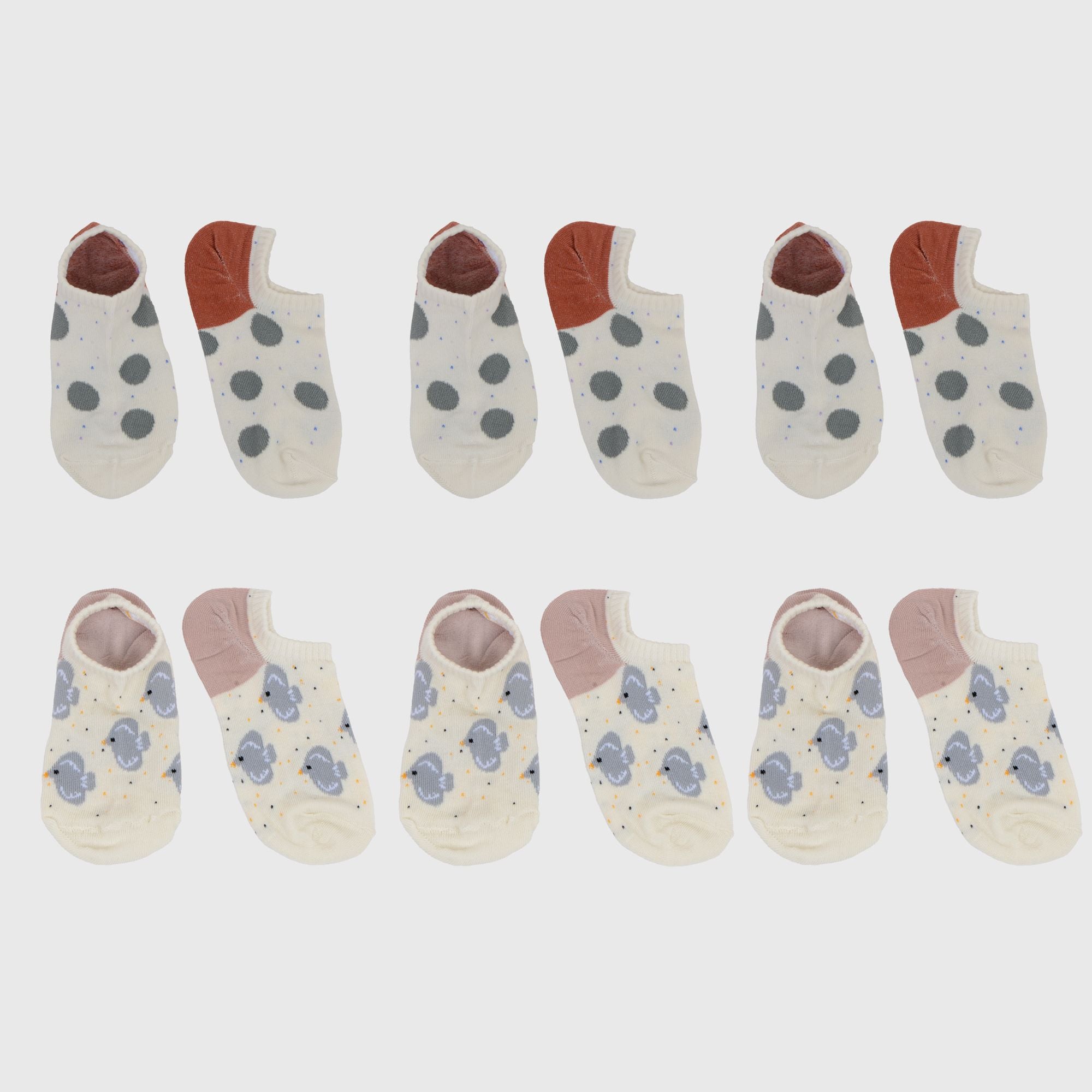 Anna-Kaci Women's Charming No Show Socks Seamless Toe Cotton 6Pk