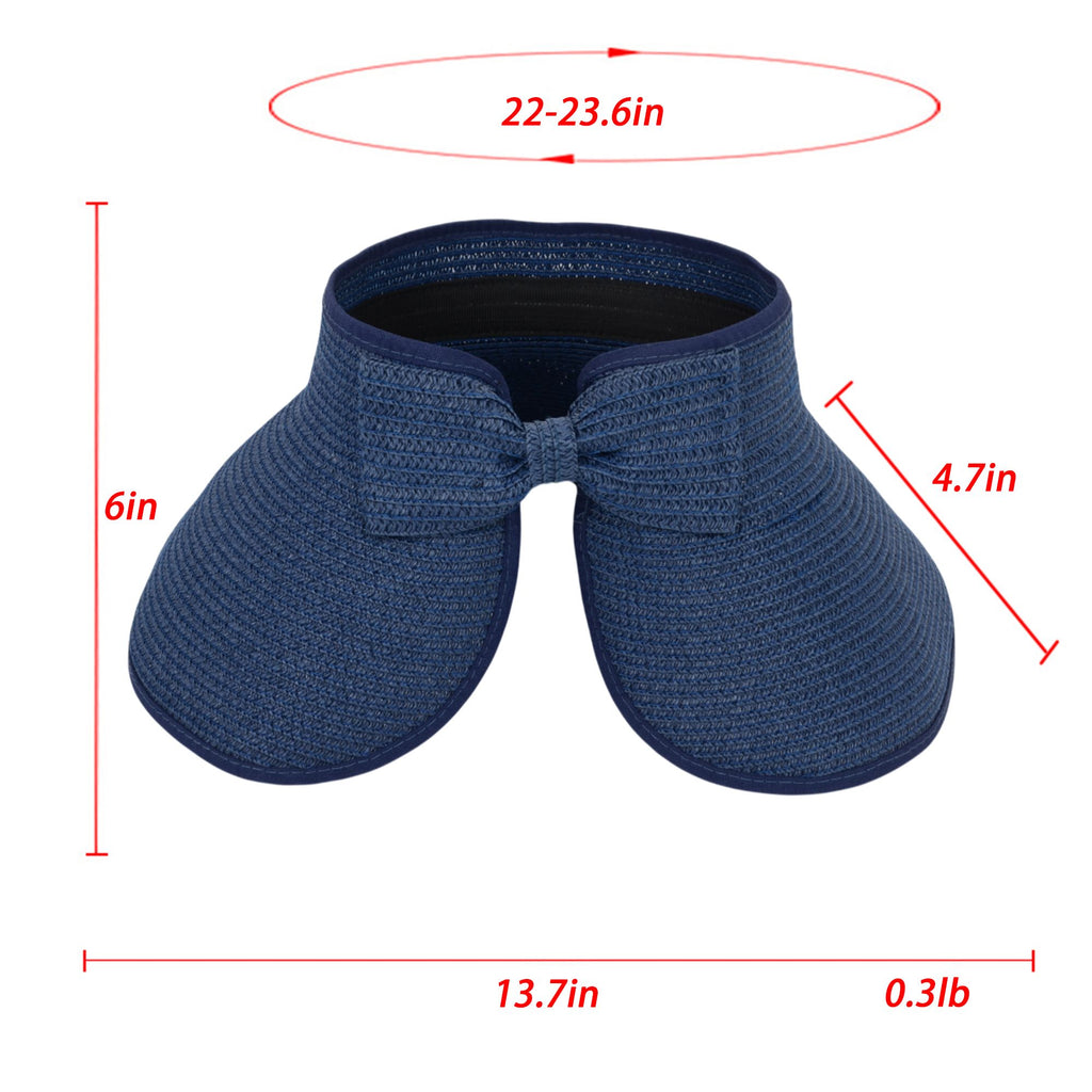 Anna-Kaci Women's Wide Brim Visor Hat with Bow Detail Adjustable Velcro Closure for Beach or Outdoor Protection