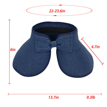 Anna-Kaci Women's Wide Brim Visor Hat with Bow Detail Adjustable Velcro Closure for Beach or Outdoor Protection