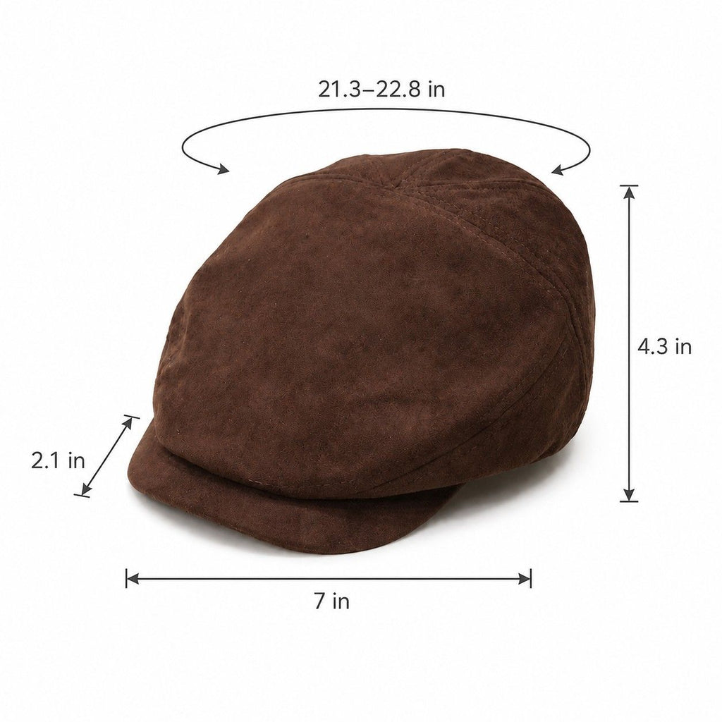Faux Suede Newsboy Cap Short Brim Vintage Baker Boy Hat