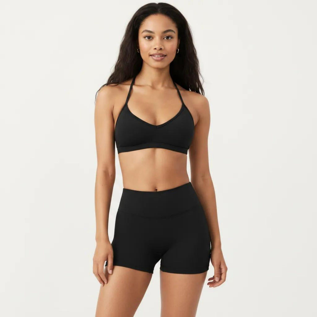 Anna-Kaci Active Women's Halter Sports Bra with V Neckline and Smooth Stretch Fit