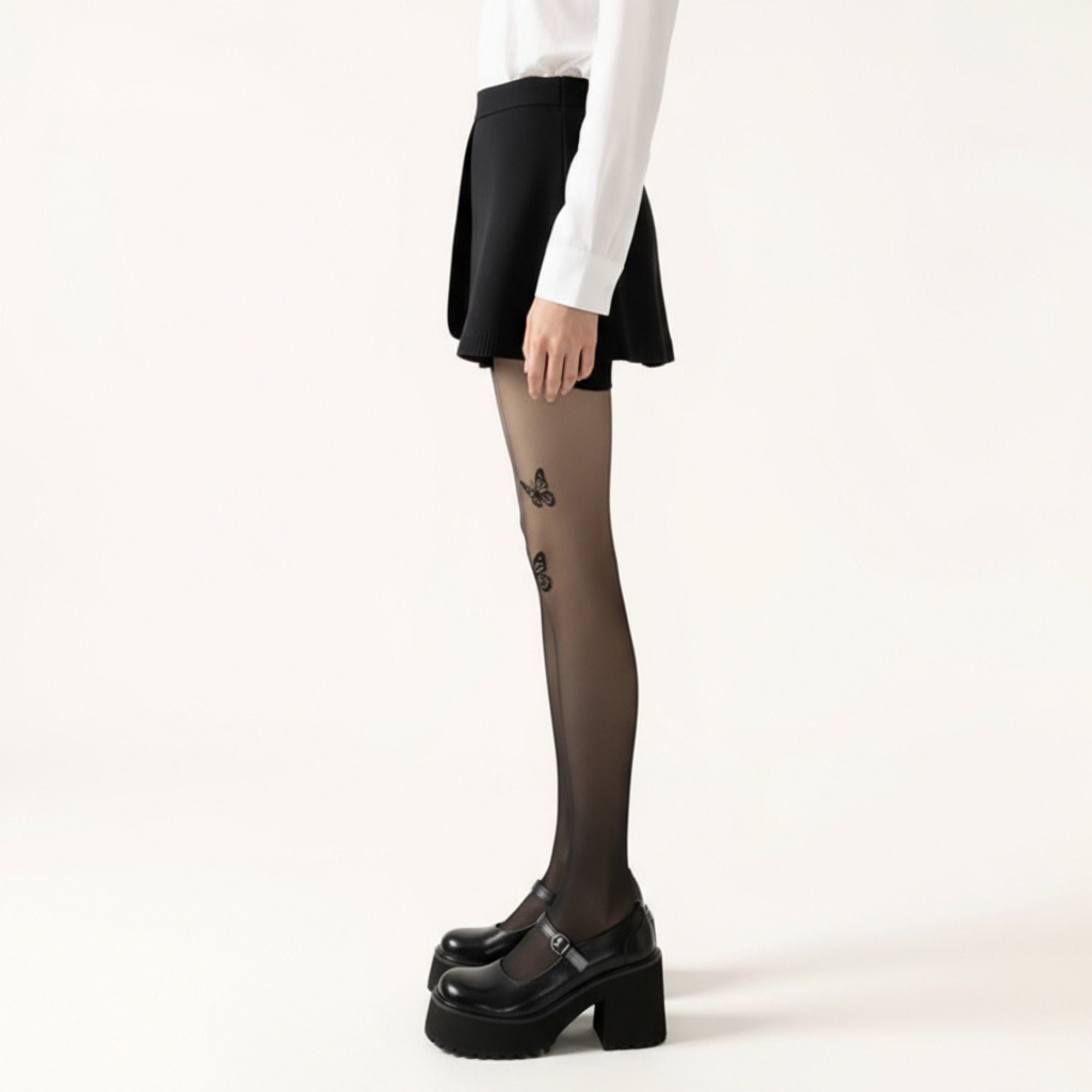 Anna-Kaci Women's Sheer Butterfly Print Tights with Subtle Sparkle Star Accents and Stretch Fit
