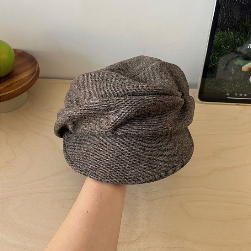 Soft Pleated Newsboy Cap Adjustable Short Brim Baker Boy Beret Hat