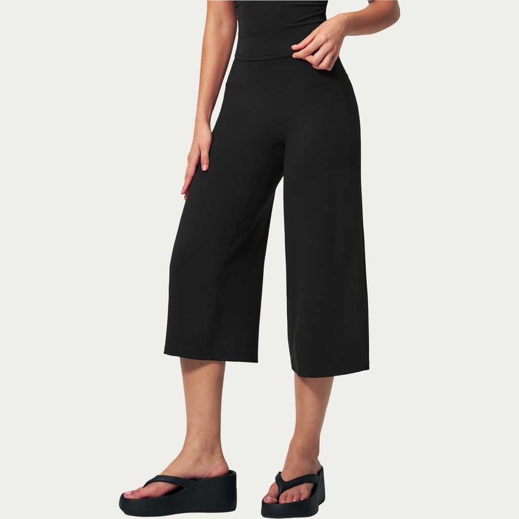 Anna-Kaci Active Women's High Waist Capri Wide Leg Pants with Smooth Stretch Fabric and Relaxed Fit