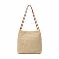 Woven Look Bucket Shoulder Bag with Magnetic Closure and Long Strap