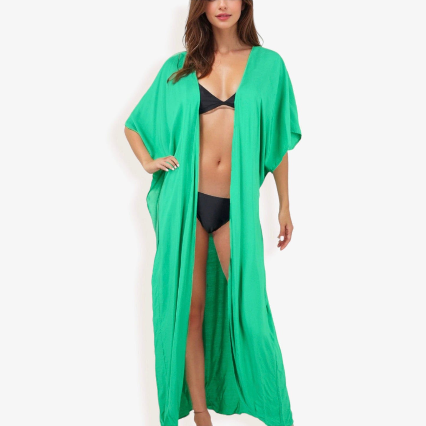 Flowy Kimono Cover-Up with Waist Tie and Open Front