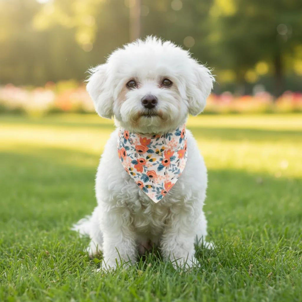 Floral Print Pet Bandana, Soft Cotton Flower Pattern Scarf Collar for Small Medium Dogs Cats
