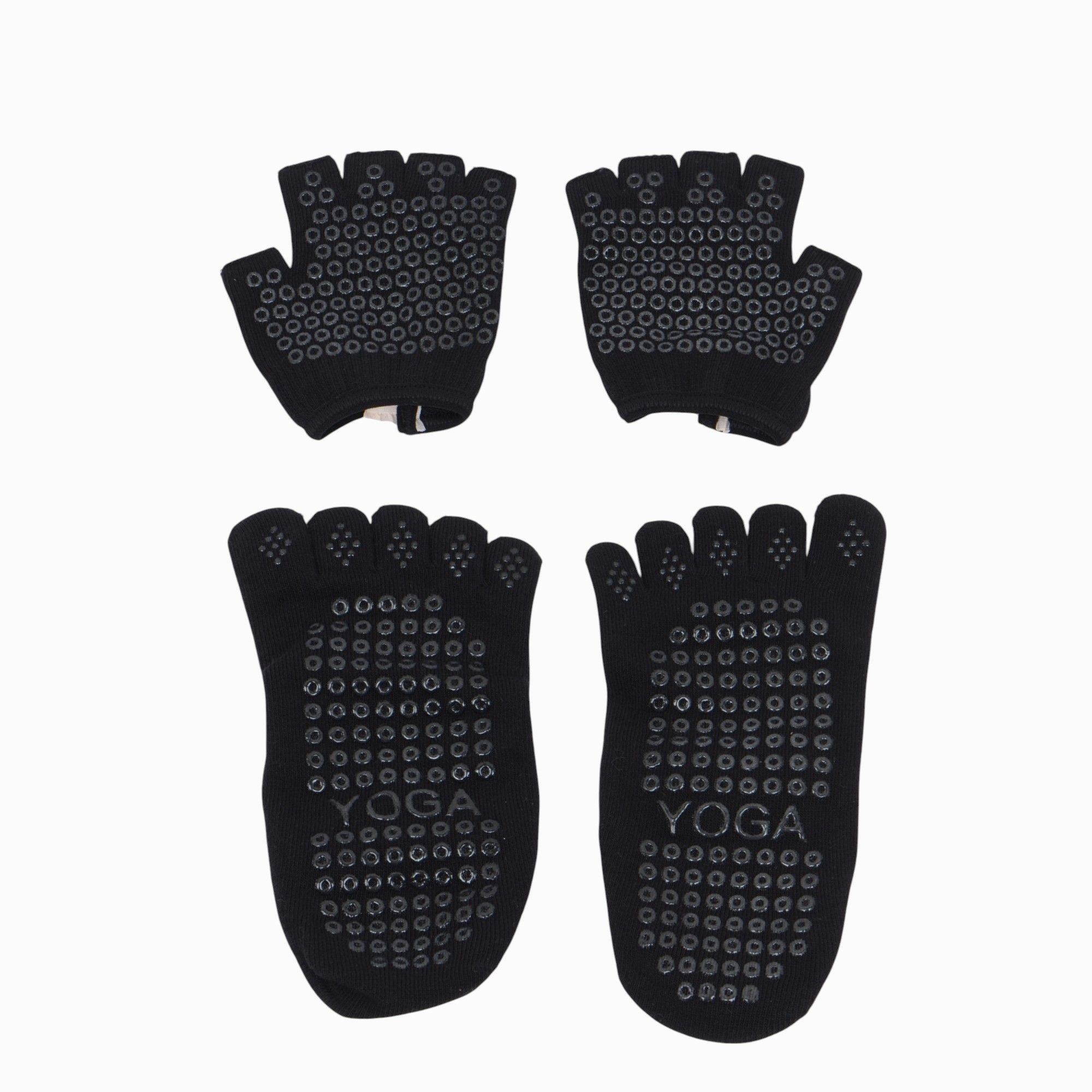 Anna-Kaci Women's Yoga Socks and Gloves Set with Anti-Slip Grip for Pilates and Barre Workouts