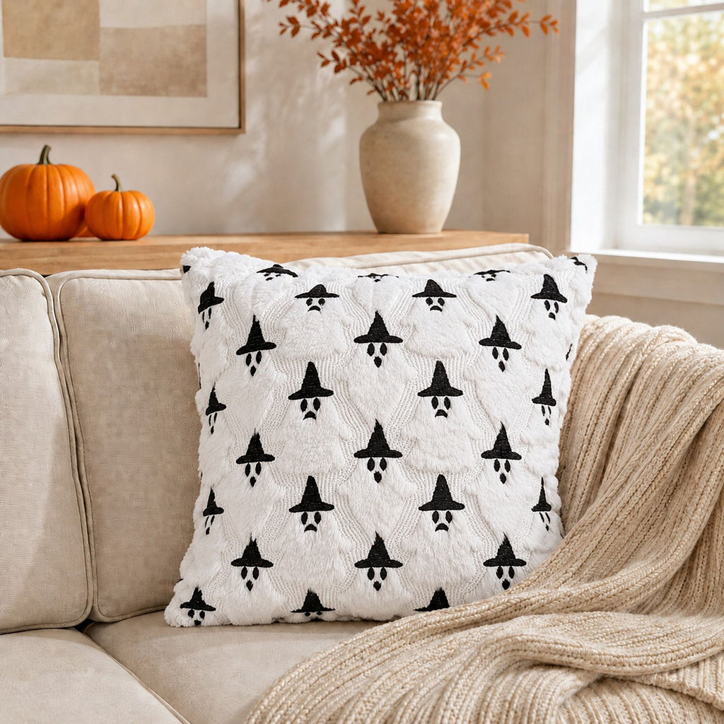 Halloween Tufted Ghost Throw Pillow Cover for Couch Bed and Chair