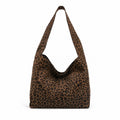 Leopard Print Fabric Tote Bag Soft Shoulder Bag with Magnetic Snap Closure