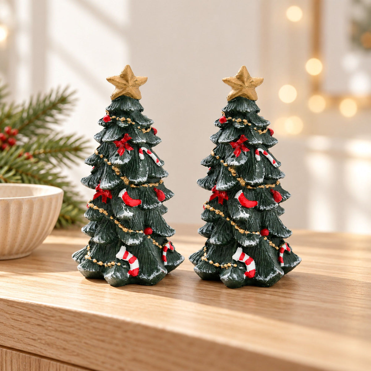 Mini Resin Christmas Tree Tabletop Holiday Decoration