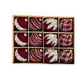 12ct Flocked Christmas Ball Ornament Set with Glitter Beaded Holiday Tree Decorations