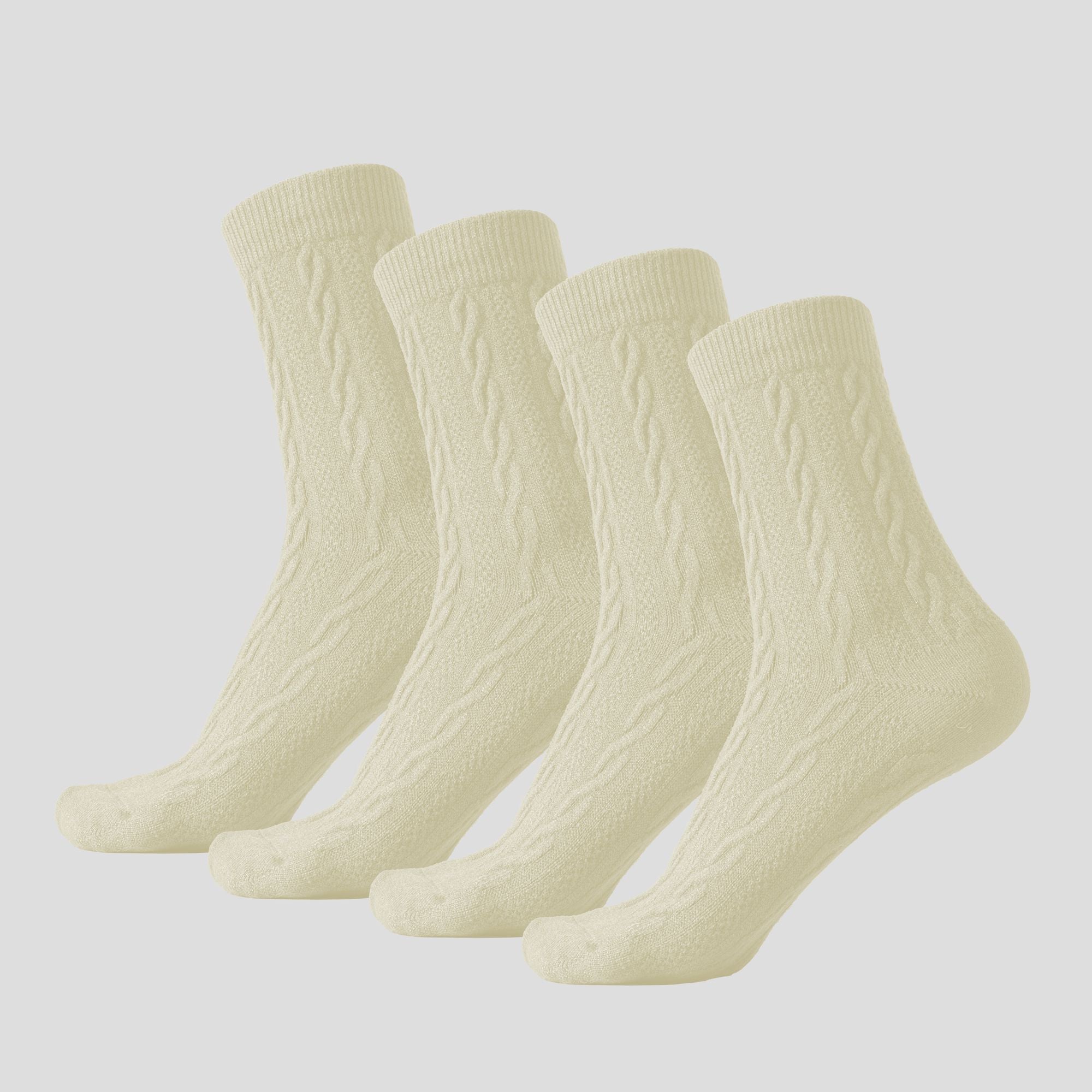 Anna-Kaci Women's Classic Crew Socks Cable-Knit Cotton for Casual Stability and Comfort 2 Pairs