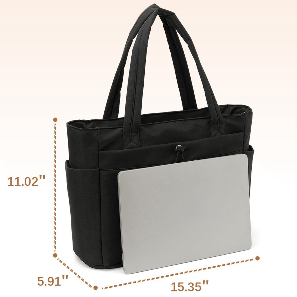 Canvas Tote Bag with Zipper Closure and Multiple Exterior Pockets