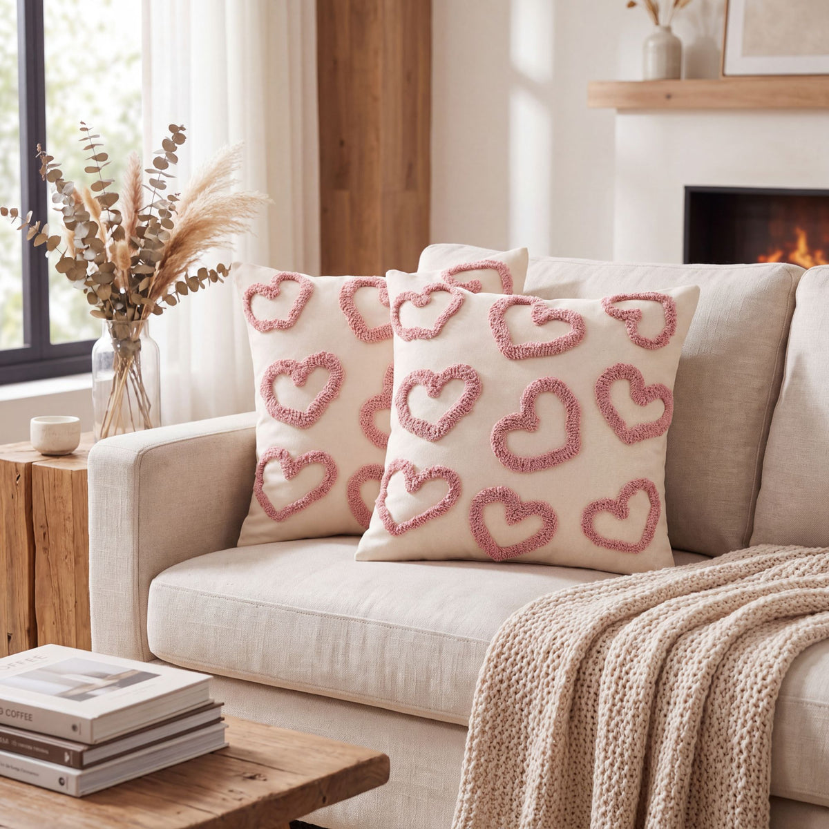 2-Pack Heart Tufted Decorative Throw Pillow Covers
