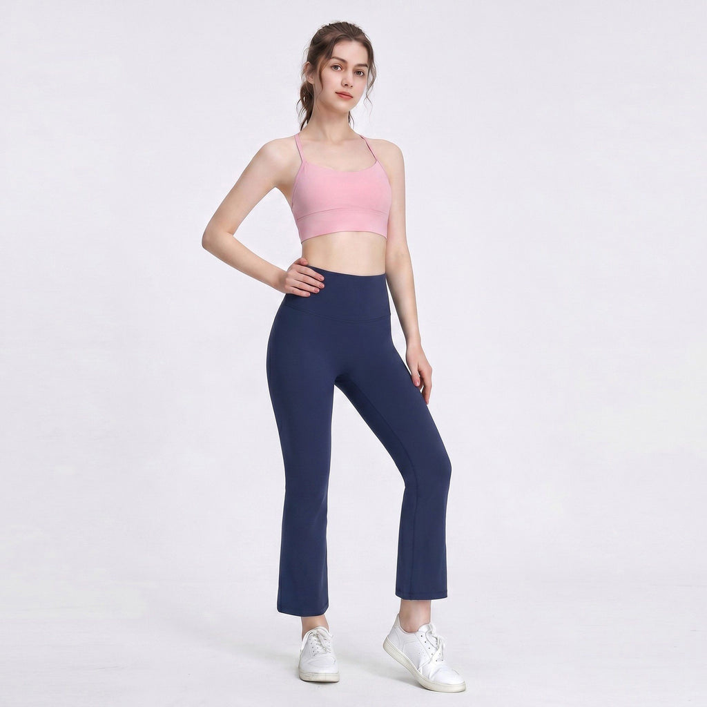 High Waist Flare Yoga Pants with Wide Waistband Smooth Stretch Pull On Workout Lounge Pants