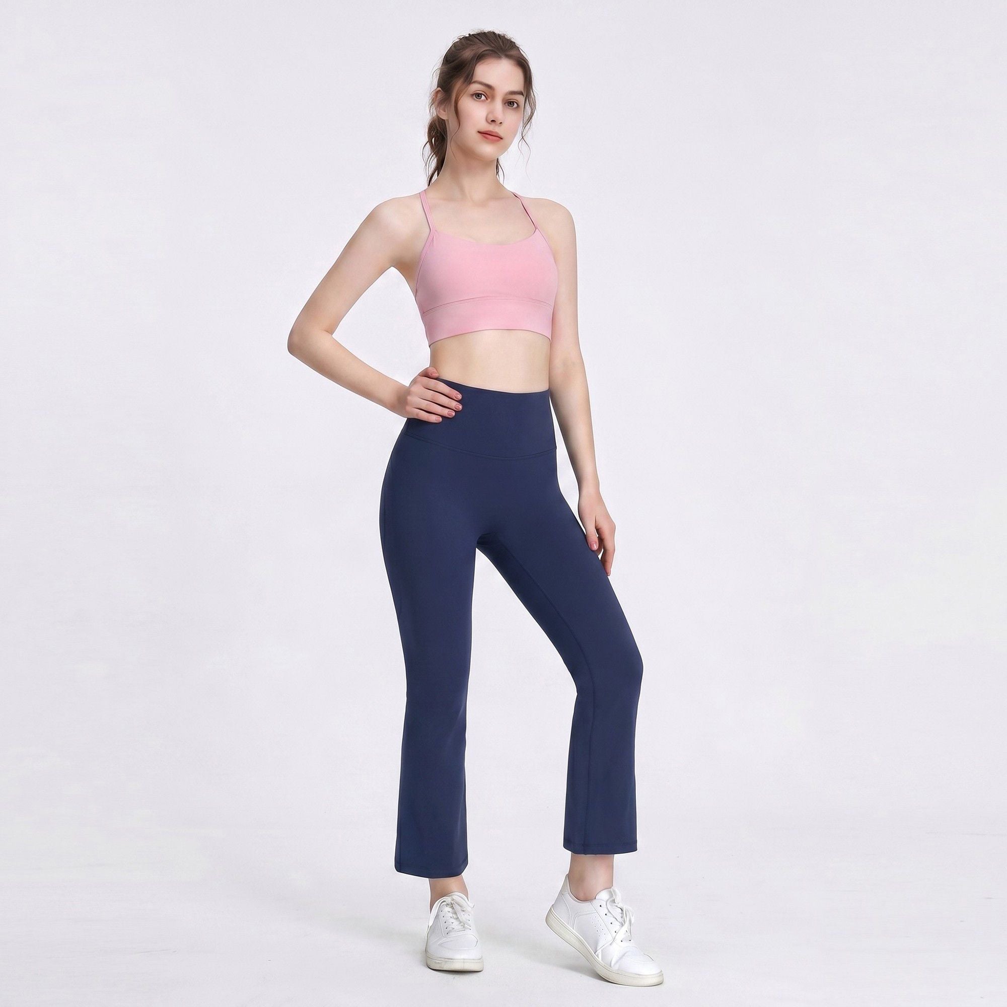 High Waist Flare Yoga Pants with Wide Waistband Smooth Stretch Pull On Workout Lounge Pants