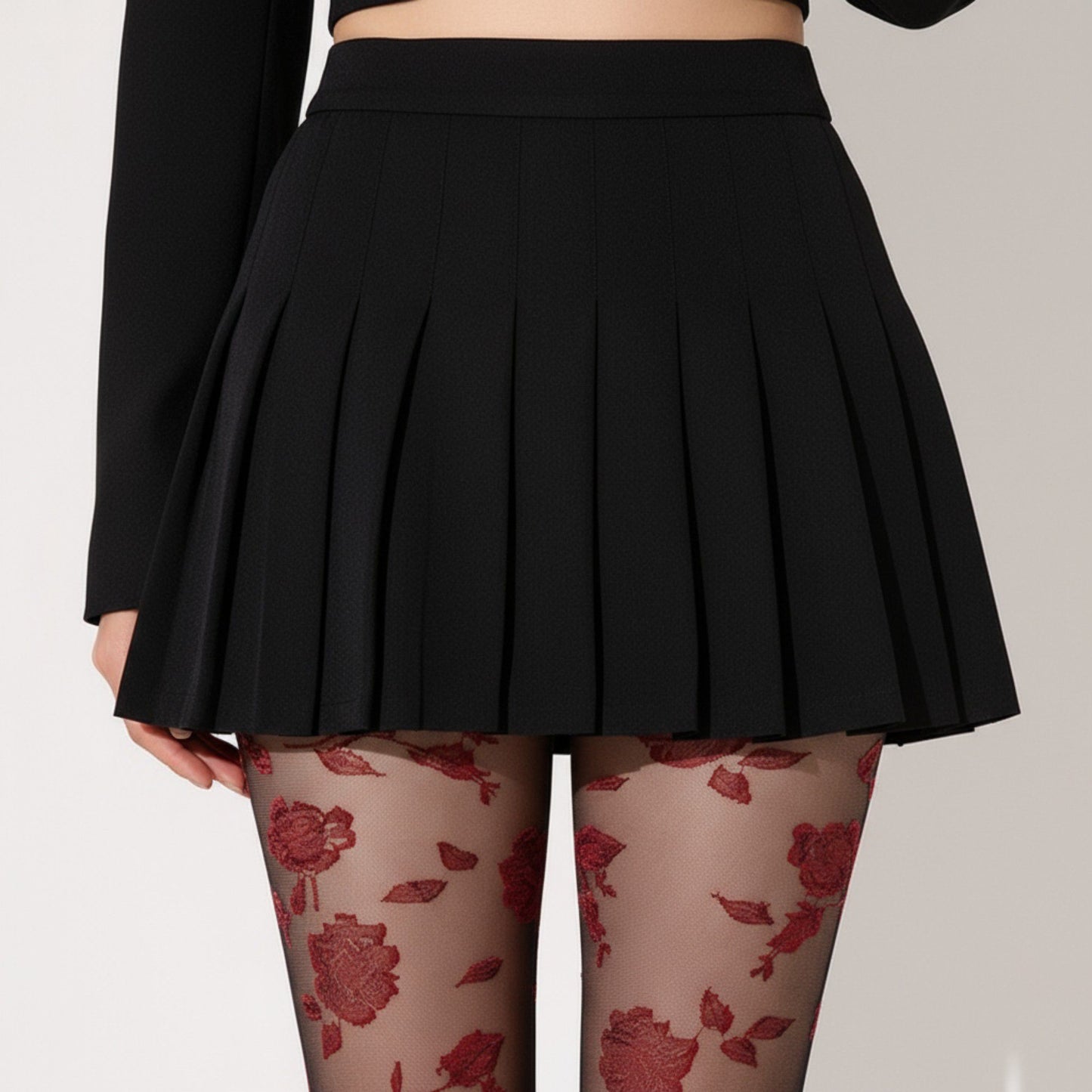 Anna-Kaci 2pcs Women's Sheer Floral Pattern Tights with Bold Rose Motif and Stretch Mesh Design