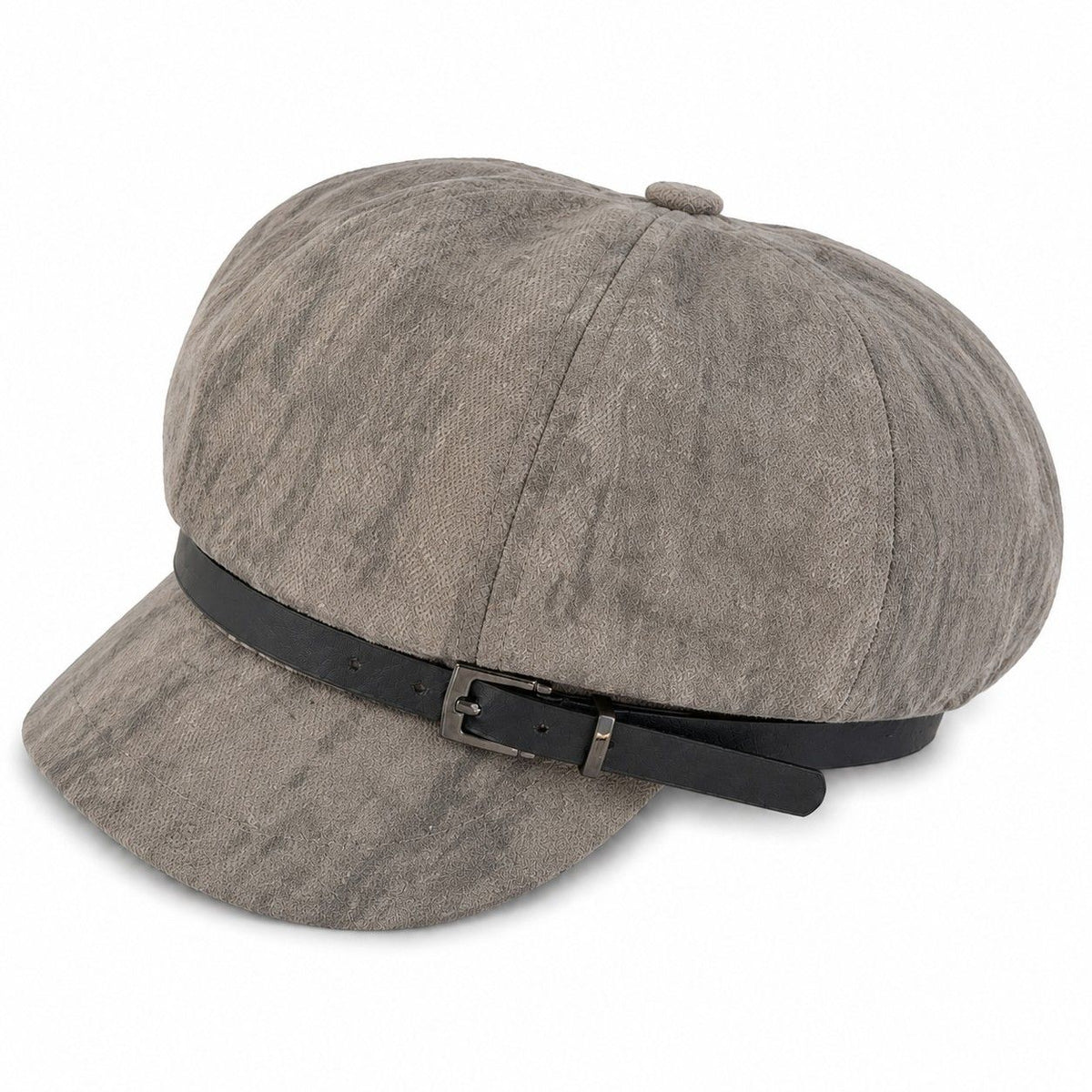Faux Suede Newsboy Cap Vintage Baker Boy Hat With Buckle Band