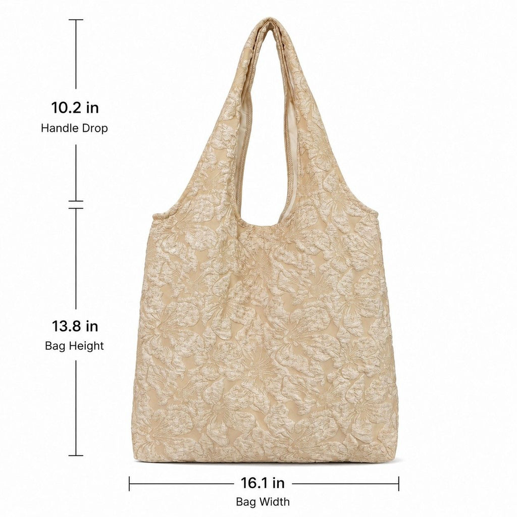Floral Pattern Shoulder Tote Bags Lightweight Foldable Daily Bag for Women