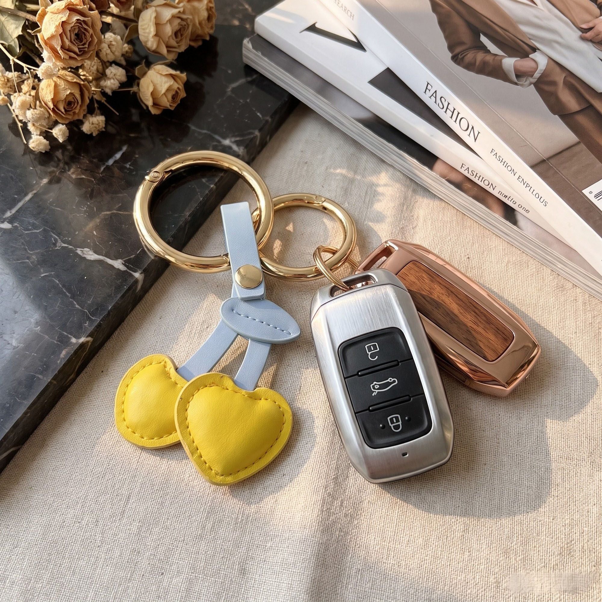 2-Piece Womens Padded Bag Charm with Hanging Strap and Stitched Detail