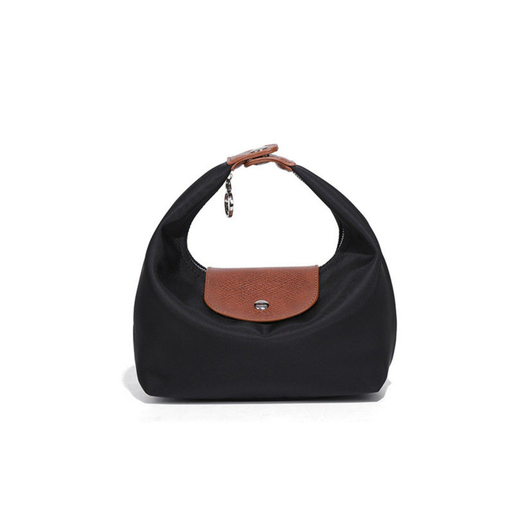 Anna-Kaci Women's Nylon Mini Hobo Shoulder Bag with Snap Flap Closure and Compact Crescent Silhouette