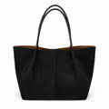 Large Suede-Like Shoulder Tote Bag with Long Handles