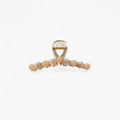 Beaded Flower Metal Hair Claw Clip with Curved Design and Textured Accents