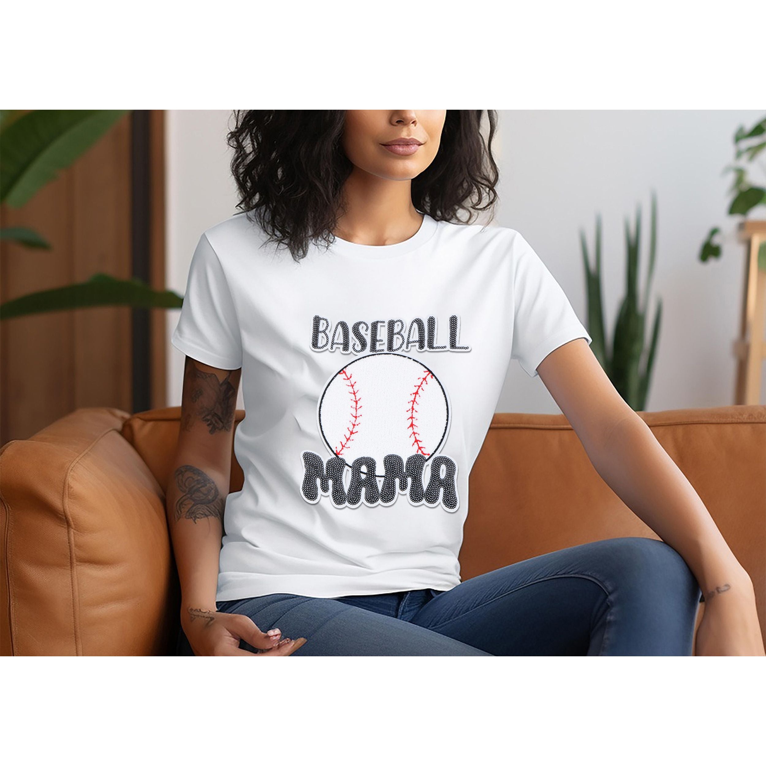 Baseball Mama Sequin Iron On Patches Game Day Applique Large Patch Accessory Clothes Jacket Uniform Backpack DIY Decor