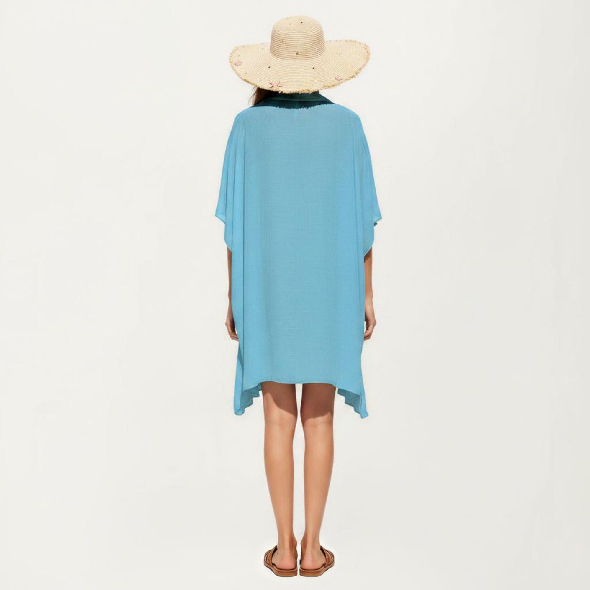 Anna-Kaci Women's Button Front Swim Cover Up Shirt Dress Loose Lightweight Beach Kaftan