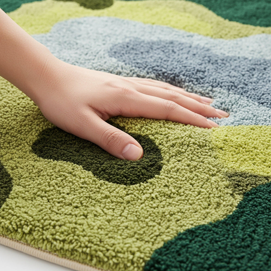 Abstract Tufted Floor Mat Soft Plush Irregular Shape Non Slip Backing Decorative Indoor Rug Modern Pattern