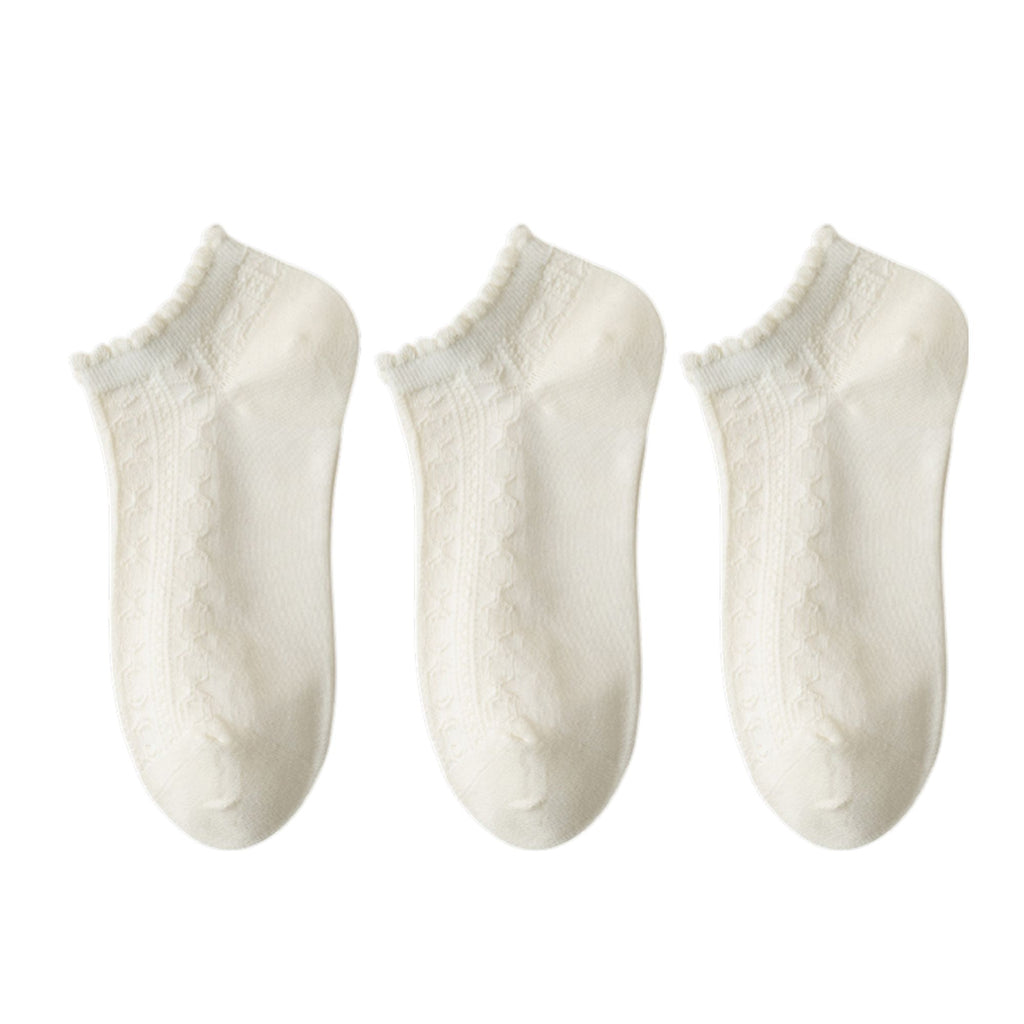 Anna-Kaci Women's 3-Pack Sheer Lace Ice Silk Ankle Socks with Floral Knit Design Lightweight Breathable Style