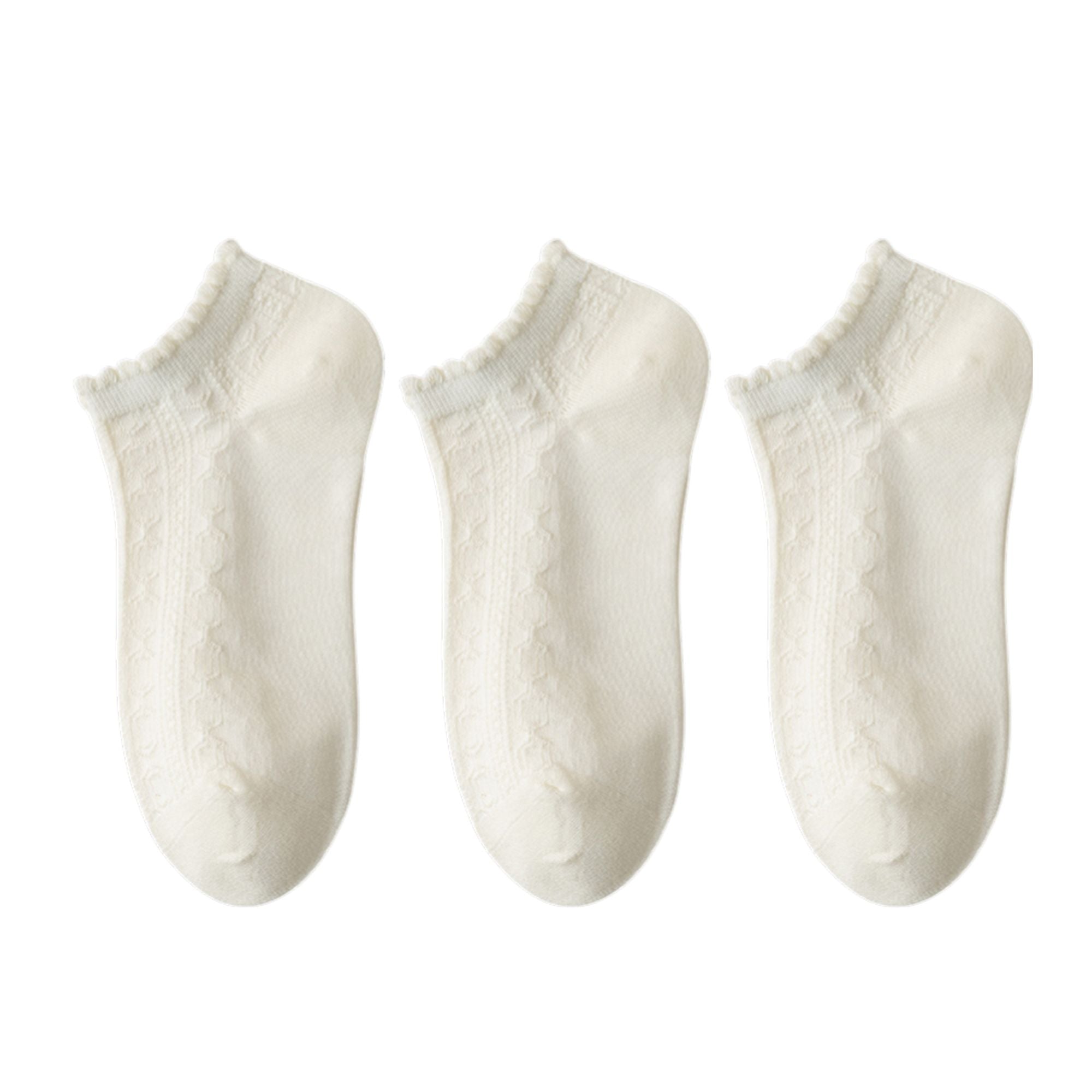 Anna-Kaci Women's 3-Pack Sheer Lace Ice Silk Ankle Socks with Floral Knit Design Lightweight Breathable Style