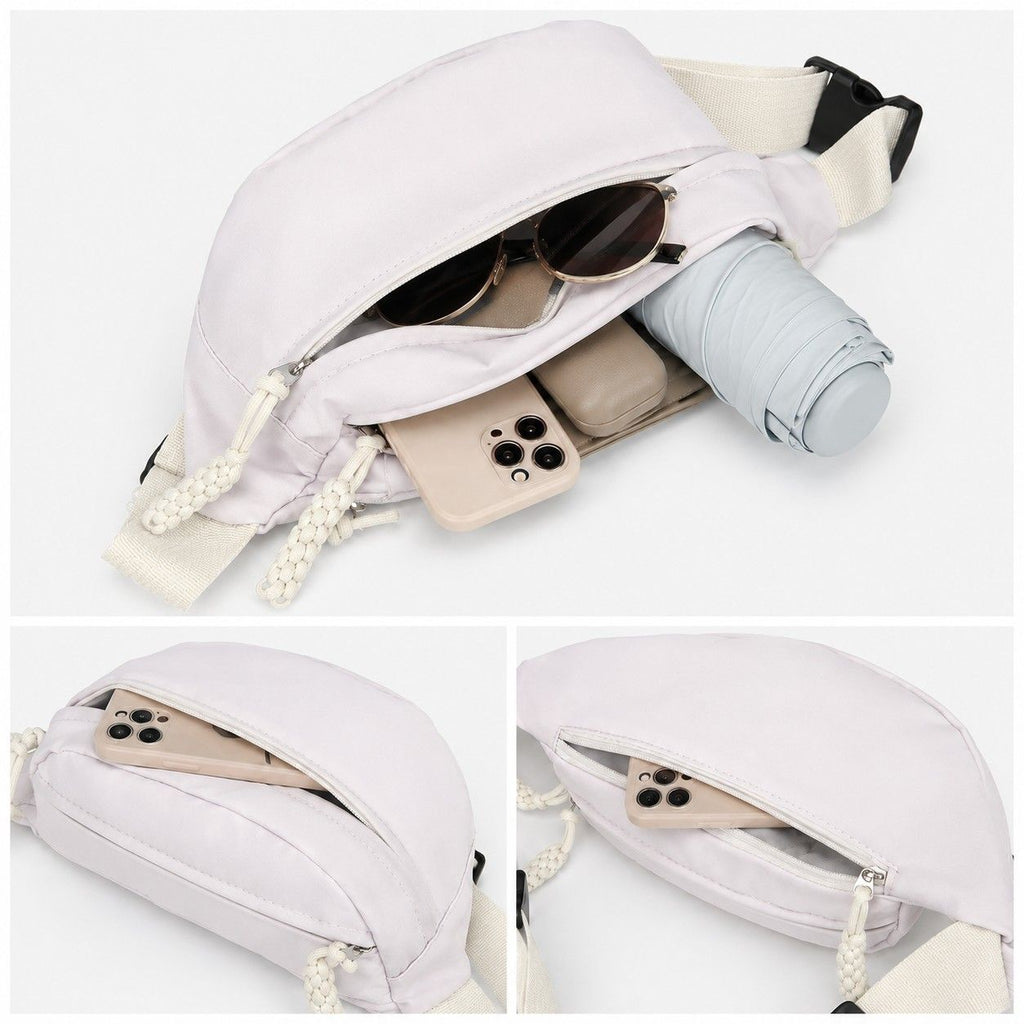 Crossbody Sling Bag with Adjustable Strap Zip Closure and Braided Pull