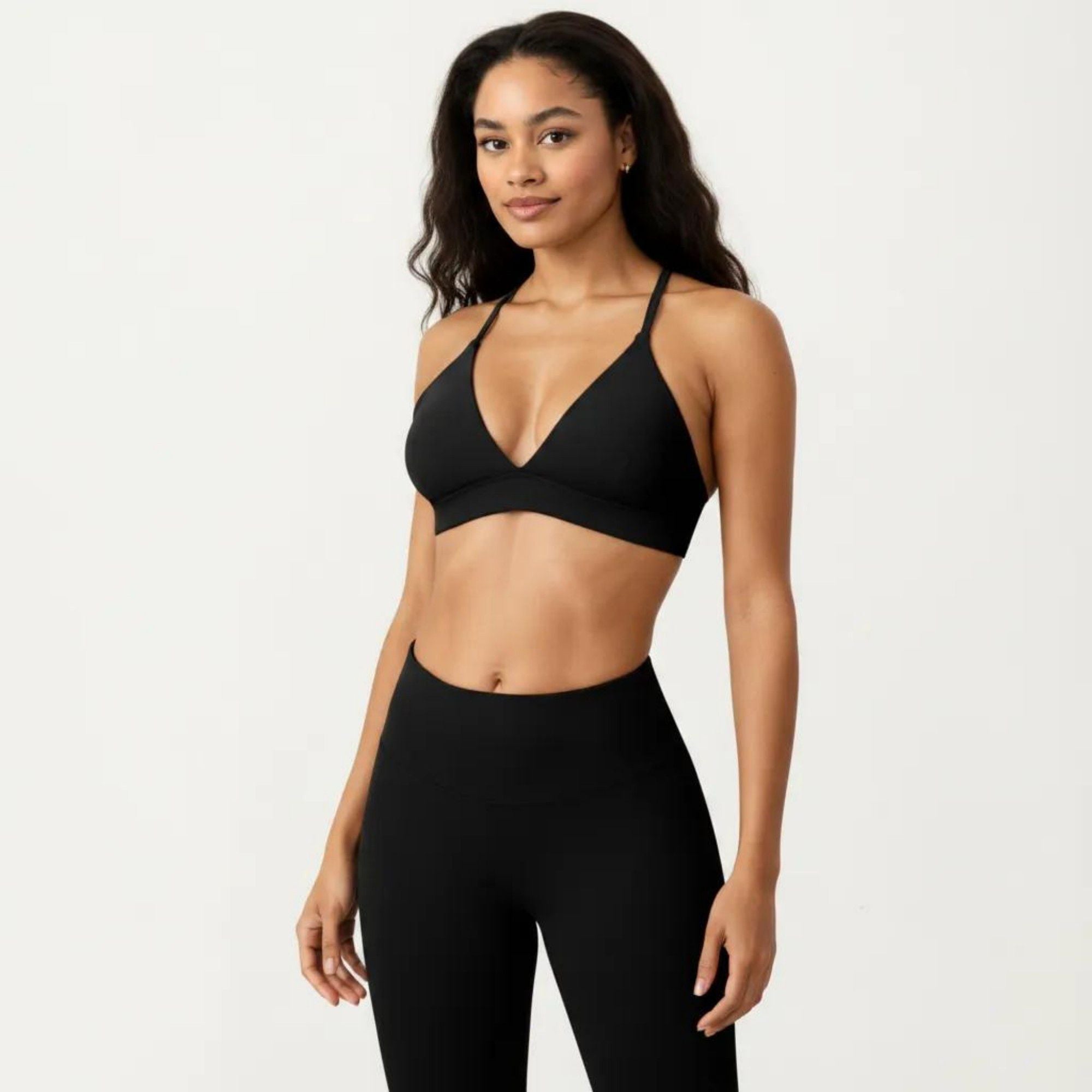 Anna-Kaci Active Women's Triangle Sports Bra with Adjustable Cross Back Straps and Smooth Band
