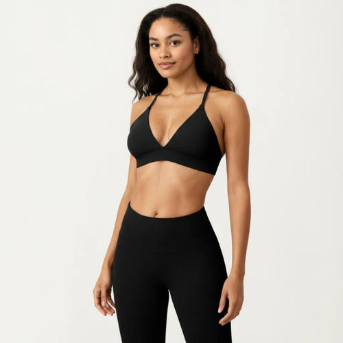 Anna-Kaci Active Women's Triangle Sports Bra with Adjustable Cross Back Straps and Smooth Band