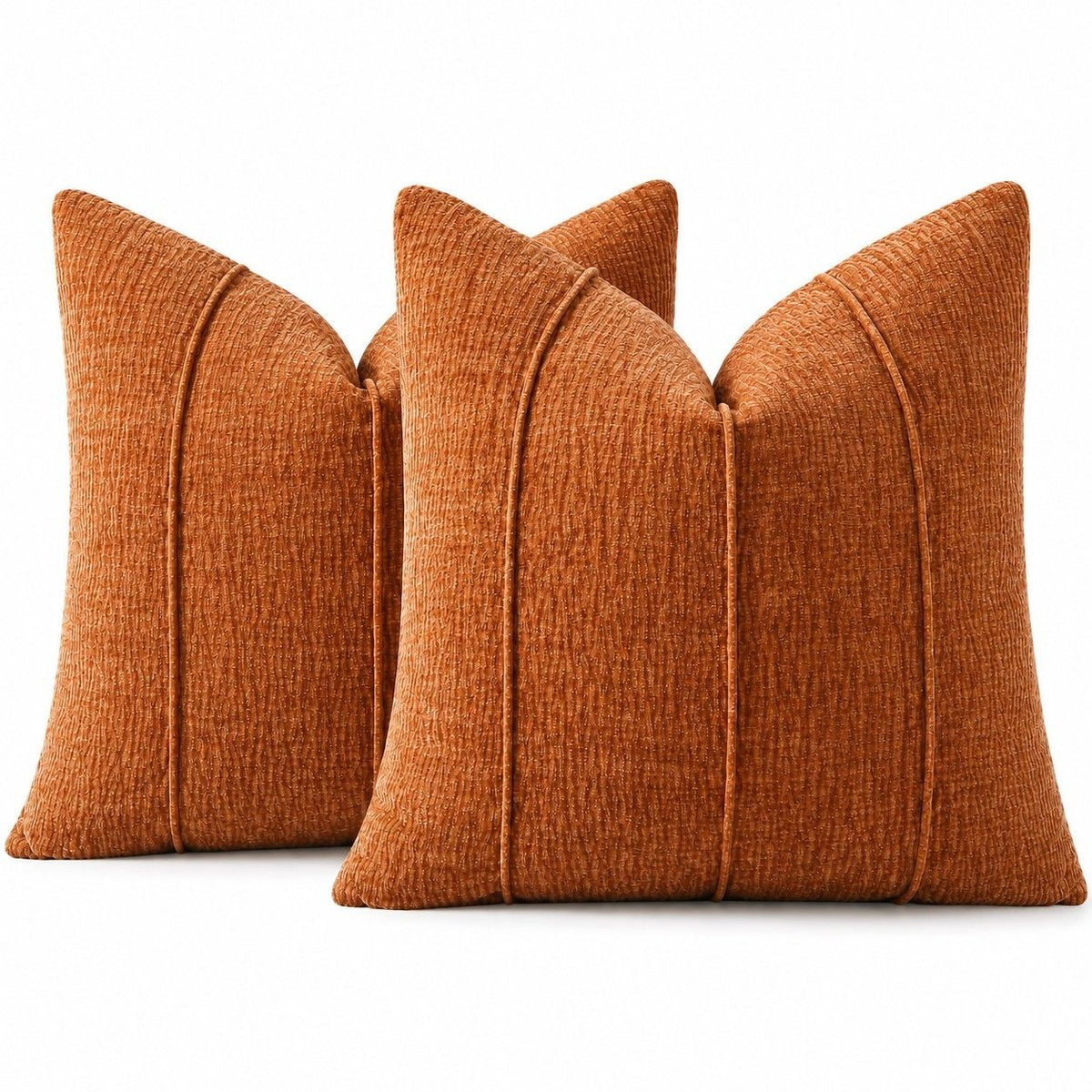 2 Pack Solid Textured Throw Pillow Covers 18 x 18 Inch with Hidden Zipper